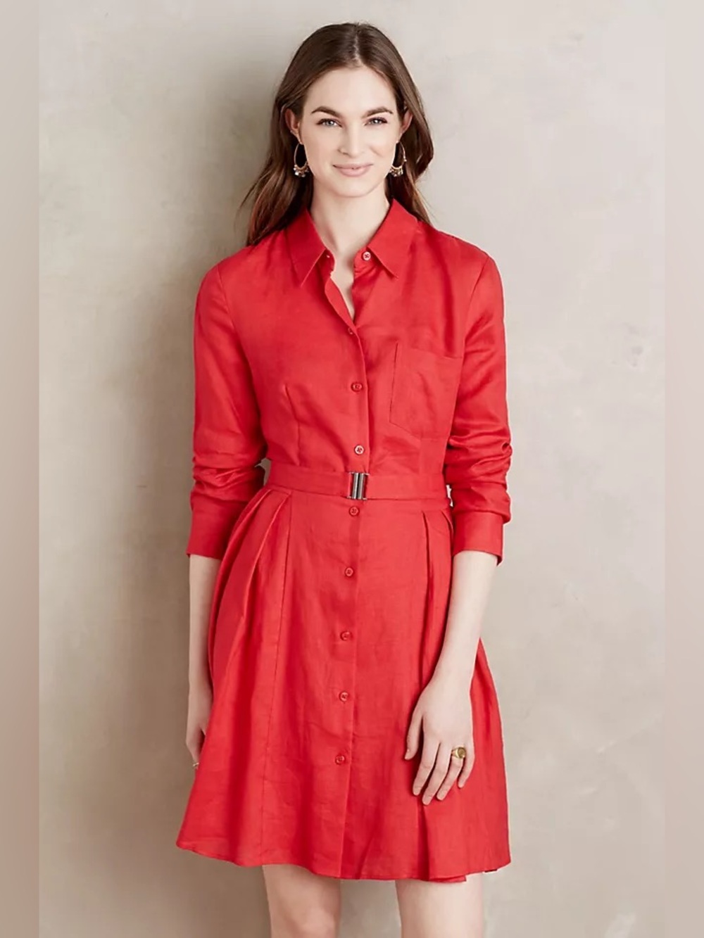 HD in Paris Laila Red Linen ShirtDress Size 4 Gilmore Girls - Rory Dress coastal